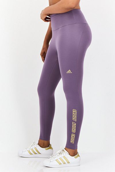 adidas Women Sportswear Fit Brand Logo Yoga Leggings, Purple