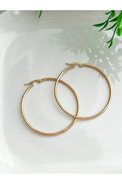 ALEYKA Paslanmaz Çelik Gold 5 cm Halka Küpe