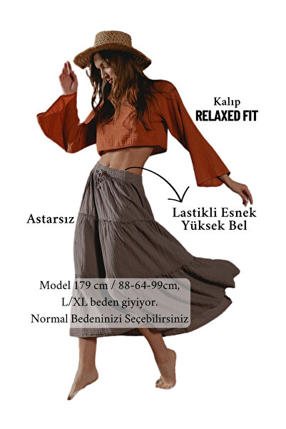 clavia High Waist Muslin Skirt, Layered Pleated Skirt, Hijab Skirt, Casual Skirt, Summer Long Skirt