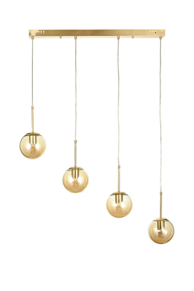 Avizemoda Miya 4 lü Yemek Masası Üstü Bal Camlı Modern Sarkıt Avize - (Gold K...