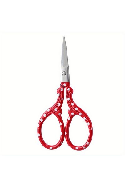 Choice Red Polka Dots 1pc Premium 3.58in Embroidery Scissors - Stainless Steel Stork Scissors For Crafting,