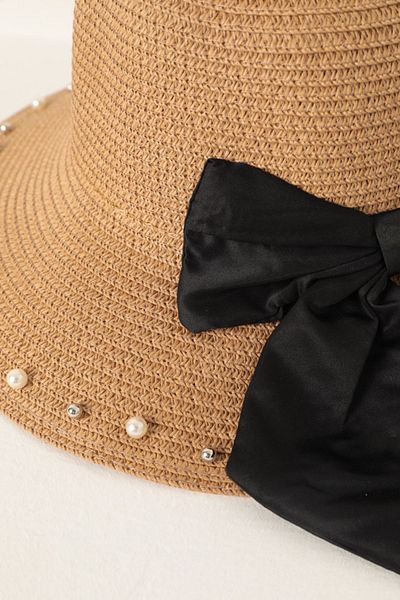 Moka Shopin Mokashopin Bow Visor Pearl Hat-Camel