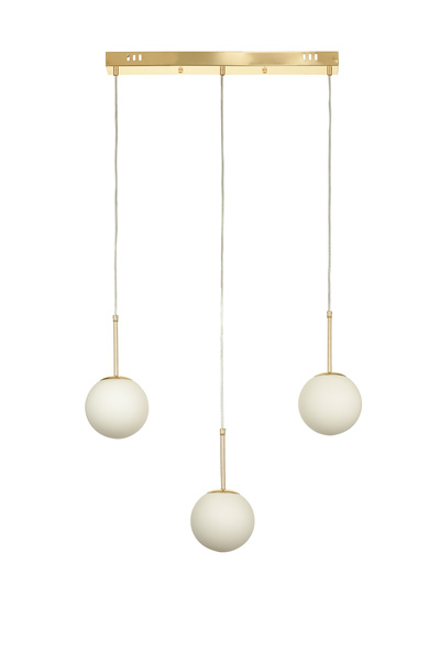Avizemoda Miya 3 lü Yemek Masası Üstü Beyaz Camlı Modern Sarkıt Avize - (Gold...