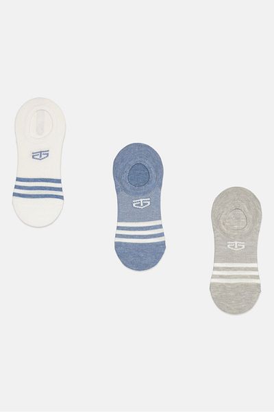 Tapout Men 3 Pairs Brand Logo Round Invible Socks, Multicolor