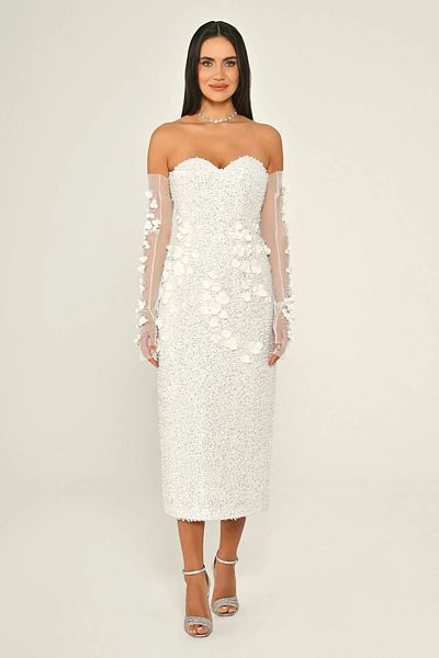 ALFABETA Women's White Evening Dress & Graduation Dress Ab7077-White