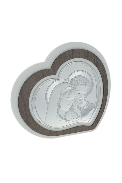 GiftExpress Icoana inima decupaj Sfanta Familie argintata 25cm