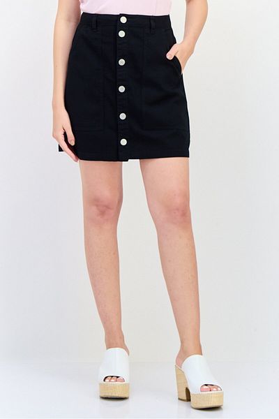 Tommy Jeans Women Solid Denim Mini Skirt, Black