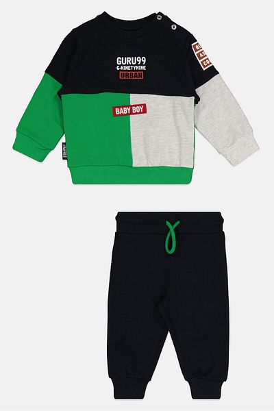 GURU Toddlers Boy 2pcs Graphic Print Truck Suit Set, Multicolor