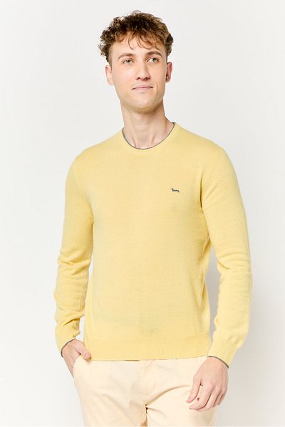 Harmont & Blaine Men Crew Neck Long Sleeve Brand Logo Sweater, Yellow