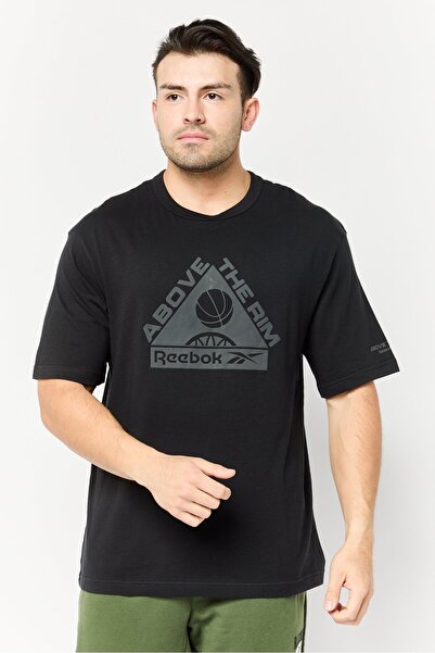 Reebok Men Sportswear Fit Brand Logo Short Sleeves Outdoor T-Shirt, Black