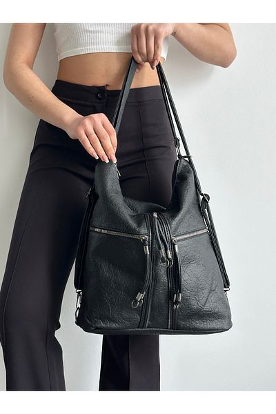 KIRASE New Casual Model Quality Soft Leather Fullly Detail Compartmented Large Size Back and Shoulder Bag