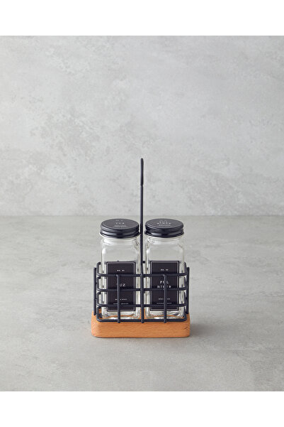 English Home زجاج زيت 2'li ملح - فلفل 20x11x5 سم أسود