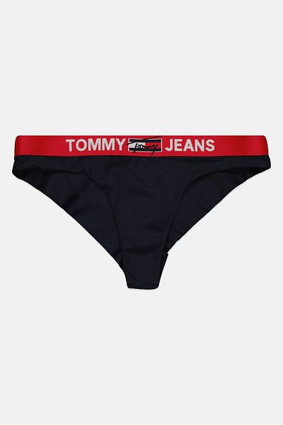 Tommy Jeans Women Brand Logo Pull On Brazilian Bikini Bottom, Navy