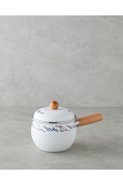 English Home Florina Enamel Sauce Pot 1.6L White