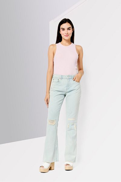 Scotch & Soda Women Regular Fit Washed Stretchable Denim Jean, Light Blue