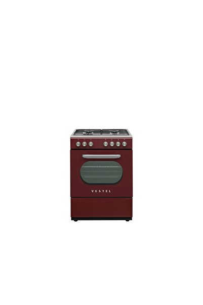 Vestel Retro SF 84011 DG Bordo 4 Gözü Gazlı A Enerji Sınıfı Solo Fırın