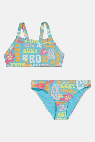 Roxy Kids Girl 2 Piece Floral Pattern Bikini Set, Multicolor