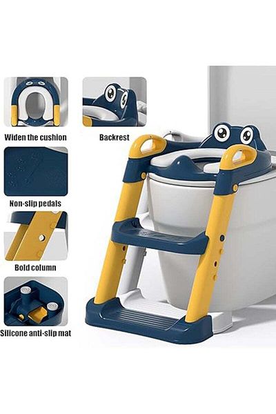 Yelajoy Fold Kids Potty Training Seat With Adjustable Step Stool,Waterproof Anti Slip,Built-in Splash Guard