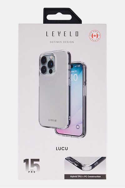 Levelo جراب خلفي لهاتف iPhone 15 Pro Lucu Matte، شفاف