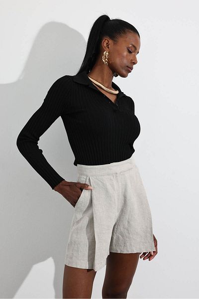 5in1Canpolat Black Polo Neck Buttoned Knitwear 251018