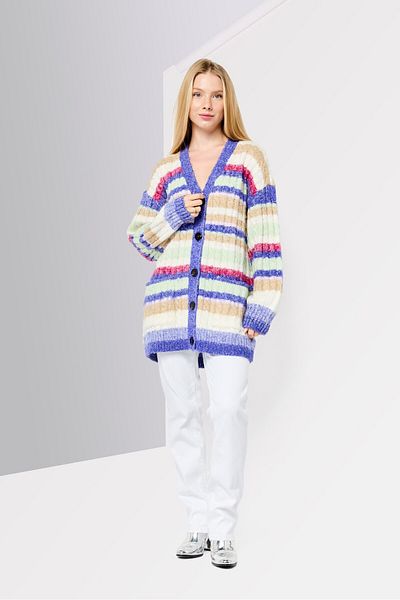 Scotch & Soda Women V-neck Long Sleeves Yarn Dye Cardigan, Multicolor
