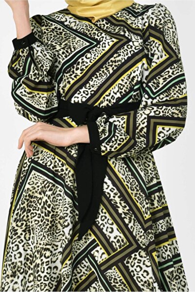 Alvina Leopard and Graphic Patterned Dress 4944