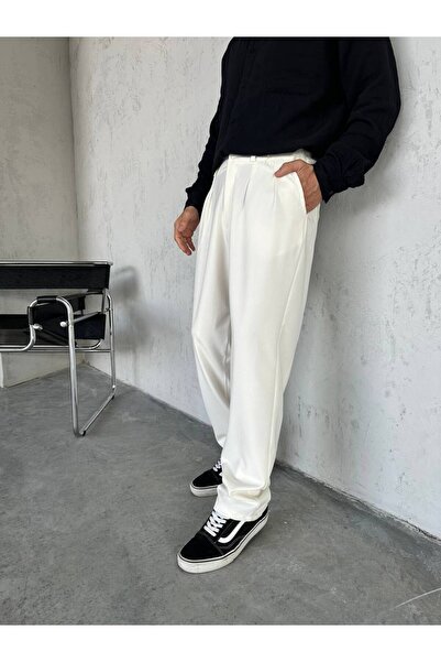 Erkek Baggy Pileli Jogger Kumaş Pantolon