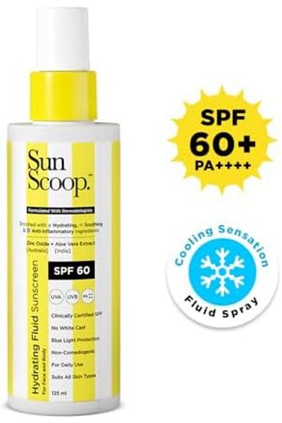 SunScoop Fluid Body Sunscreen Spray SPF 60, No White Cast, Protects From UV Rays, For Dry, Normal &