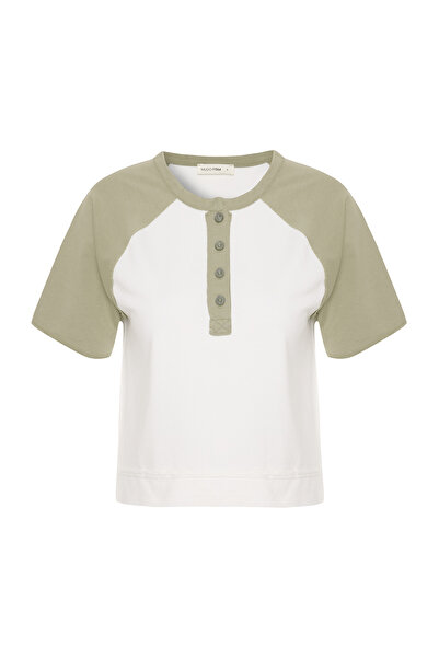 Mudo DÜĞMELİ V YAKA KISA KOLLU SWEATSHIRT