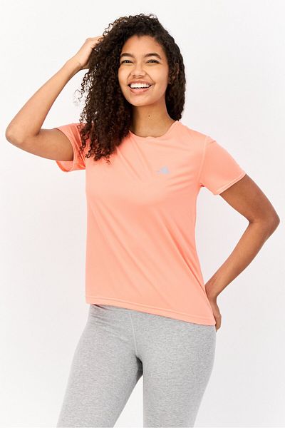 adidas Women Sportswear Fit Short Sleeve Running T-shirt, Coral