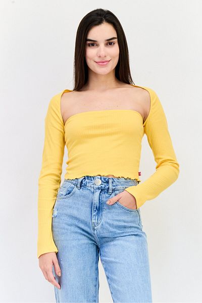 Levi's Women 2 Piece Open Front Blouse And Tube Set, Amber Yellow