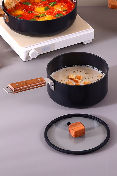 NEOFLAM Bıen Aluminum Casting Sauce Pot, Black 18cm