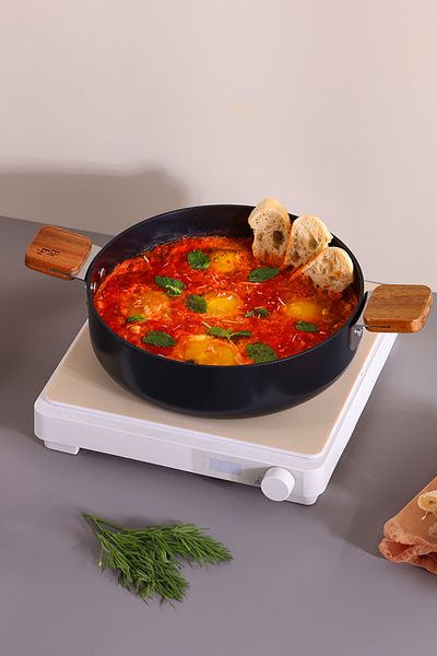 NEOFLAM Bıen Aluminum Cast Shallow Pot, Black 24cm