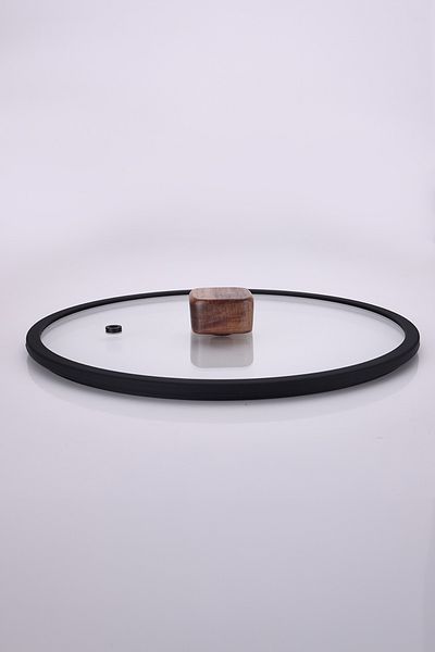 NEOFLAM Black Bıen 24cm Plain Silicone Framed Glass Cover