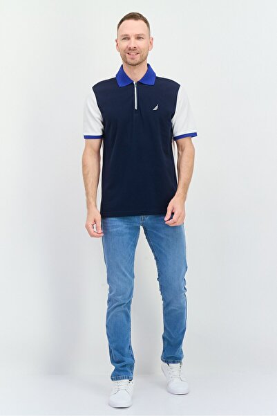 Nautica Men Regular Fit Embroidered Logo Short Sleeves Polo, Navy