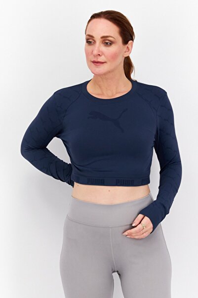 Puma Women Sportswear Fit Brand Logo Training Top, Navy