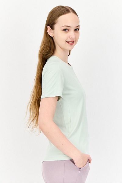 adidas Women Sportswear Fit Short Sleeve Running Top, Light Green