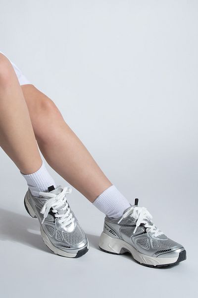 Marjin Pantofi de damă, cu talpă groasă, cu șireturi, cu detaliu din plasă, pantofi sport Sargen Silver