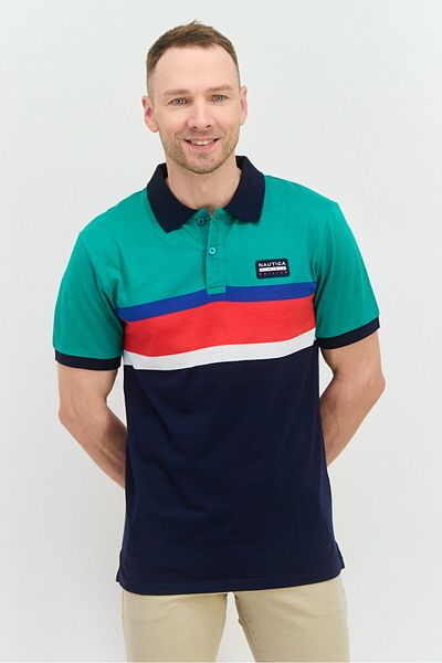 Nautica Men Regular Fit Embroidered Logo Short Sleeve Polo Shirt, Green