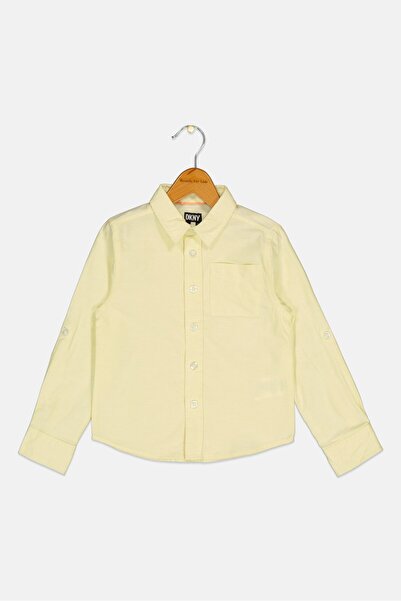 Dkny Kids Boy Regular Fit Solid Long Sleeves Casual Shirt, Acid Yellow