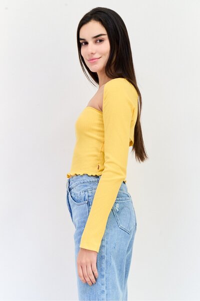 Levi's Women 2 Piece Open Front Blouse and Tube Set, Amber Yellow