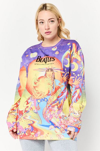 Stella McCartney The Beaties x Stella McCartney Women Round Neck Long Sleeve Allover Printed T-Shirt, Multicolor
