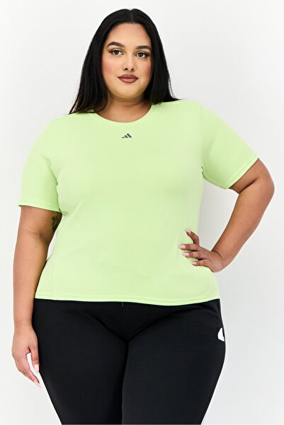 adidas تي شيرت رياضي نسائي بأكمام قصيرة للتدريب، لون أخضر ليموني