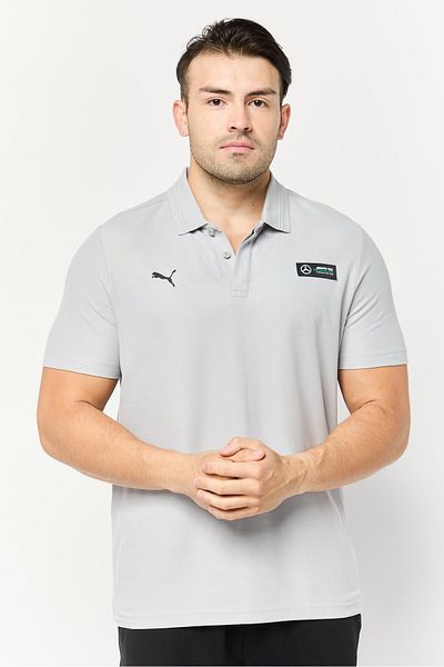 Puma X Mercedes Amg Men Sportswear Fit Short Sleeves Outdoor Polo Shirt, Grey