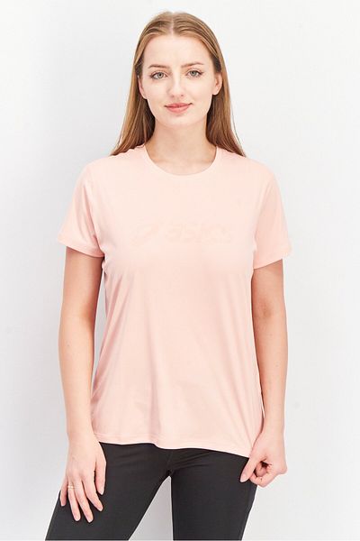 Asics Women Crew Neck Short Sleeve Brand Logo Training T-shirt, Pink