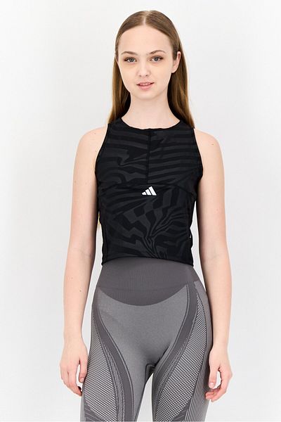 adidas Women Sportswear Fit Sleeveless Training Crop Tank Top, Black