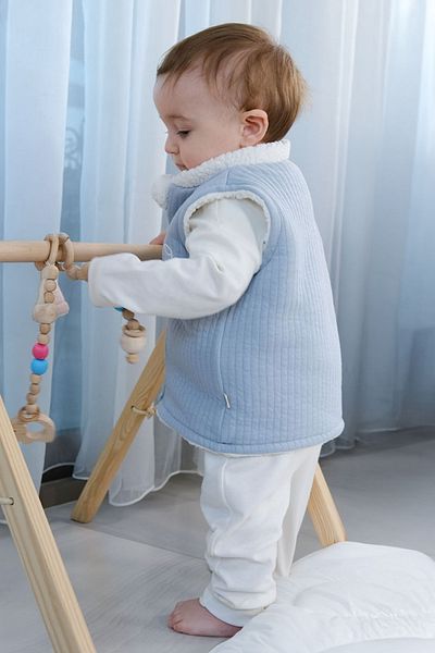 Little Gusto Double Sided Quilted Wellsoft Blue Vest