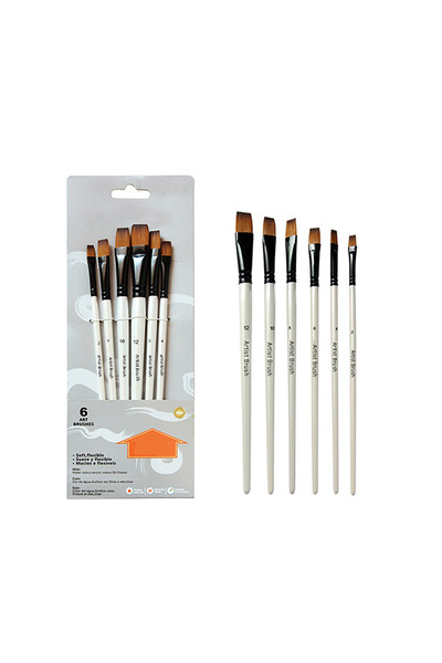 Choice1 Flat head set Two-tone Nylon Hair Brush Pearl White Wood Pole for Oil...