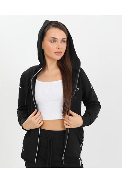 Fors Life Women's Stylish 2-Piece Set Tracksuit Set with Hood, Black