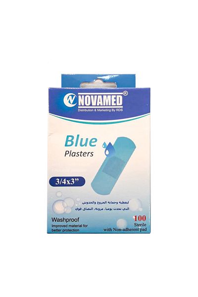 NOVAMED HY6304 ضمادات زرقاء مقاومة للماء (100 ضمادة)